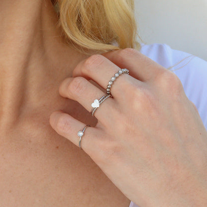 Stainless Steel Birthstone Stacking Ring / ZRJ1000