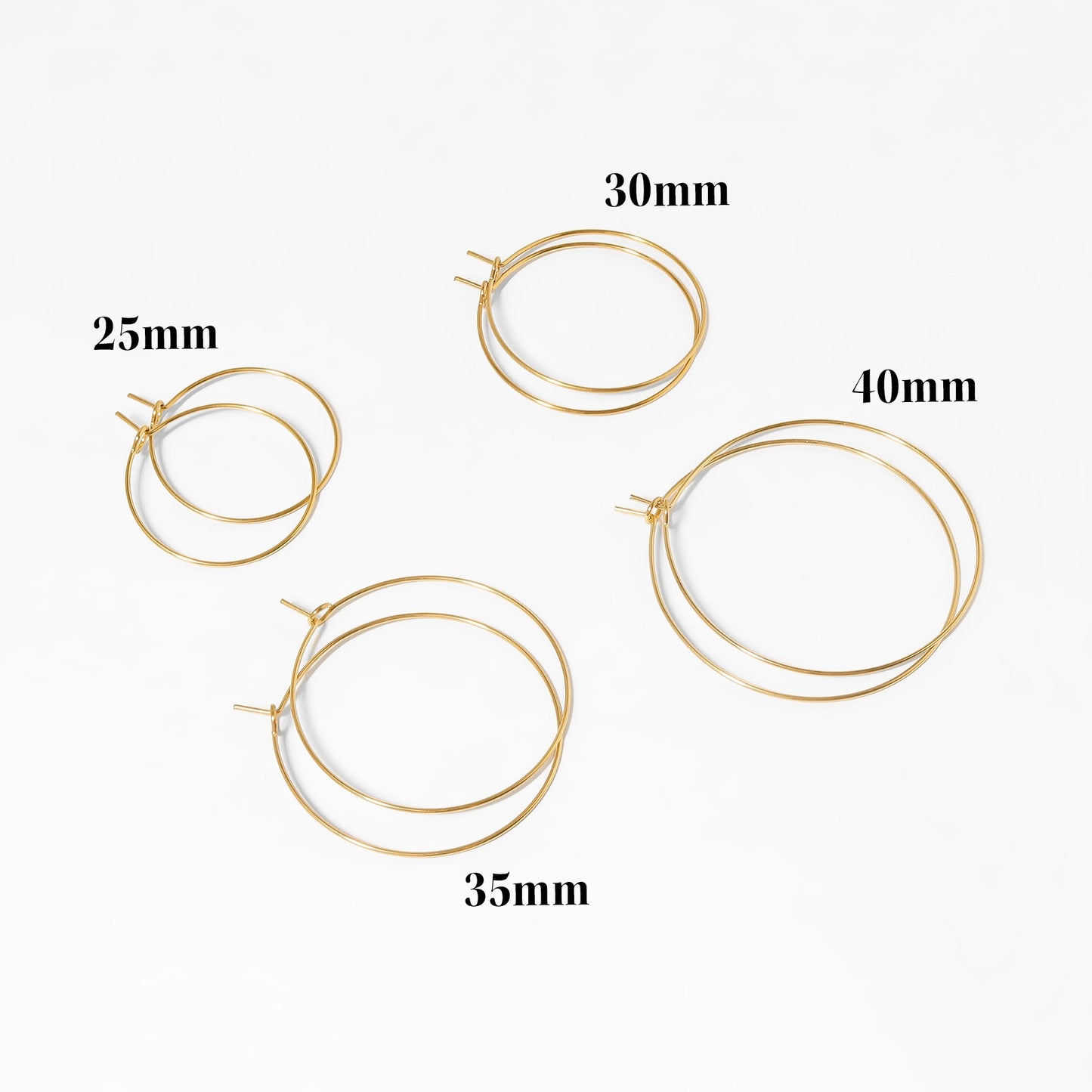 18K Gold PVD Stainless Steel Wire Hoop Earrings / ERJ0044