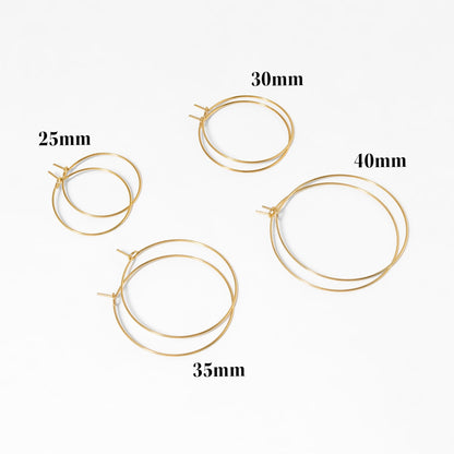 18K Gold PVD Stainless Steel Wire Hoop Earrings / ERJ0044