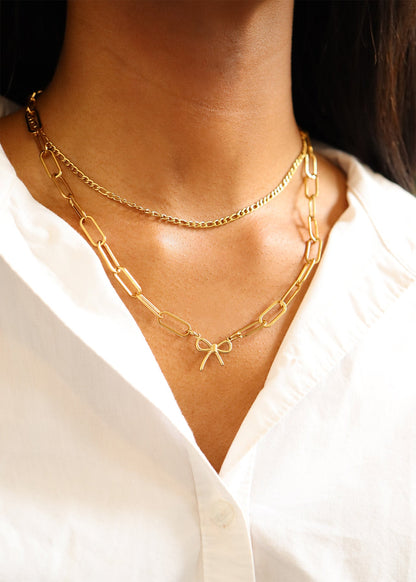18K Gold PVD Stainless Steel Figaro Chain Necklace / CHN9600