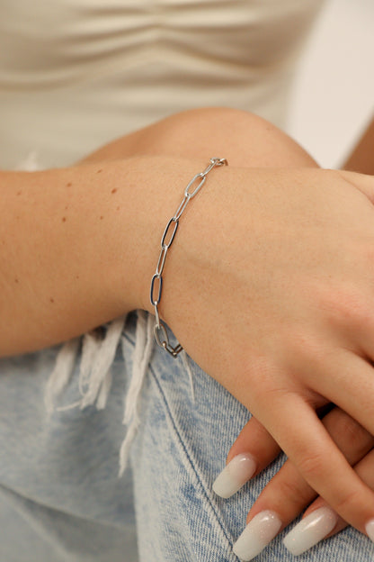 18K Gold PVD Stainless Steel Paperclip Chain Bracelet / BRJ9083