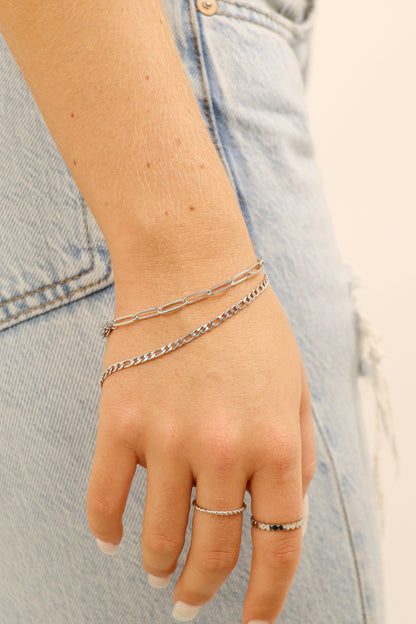 Stainless Steel Figaro Chain Bracelet / BRJ9096