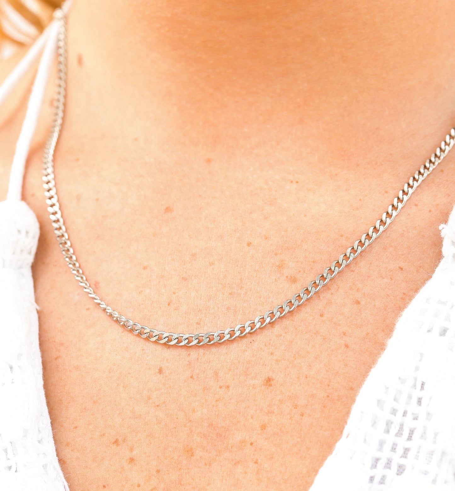Stainless Steel Diamond Cut Curb Chain Necklace / CHN7500