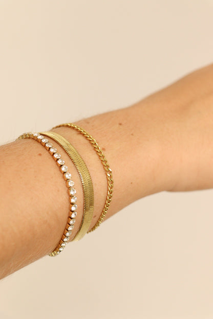 18K Gold PVD Stainless Steel Diamond Cut Curb Chain Bracelet / BRJ9098