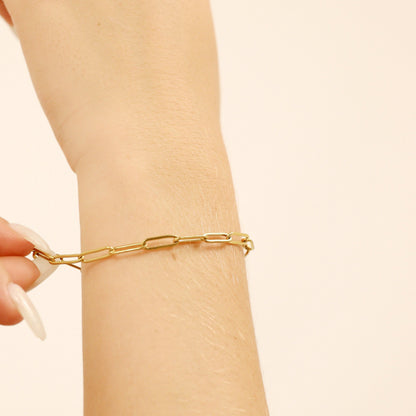 18K Gold PVD Stainless Steel Paperclip Chain Bracelet / BRJ9083