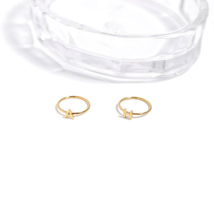 18K Gold PVD Stainless Steel Initial Stacking Rings A-M / ZRJ9021