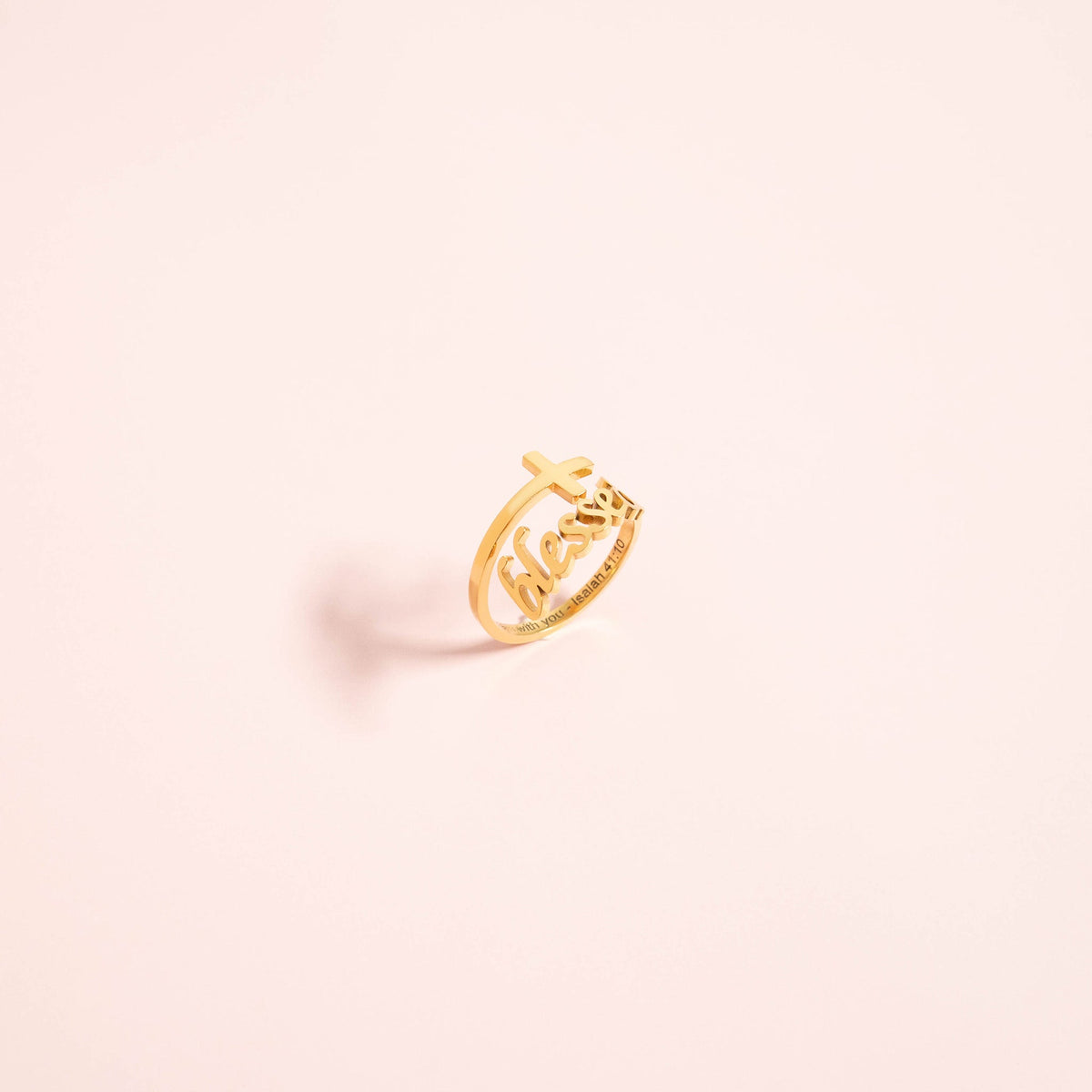 18K Gold PVD Stainless Steel Adjustable "Blessed" Ring / KSS0007