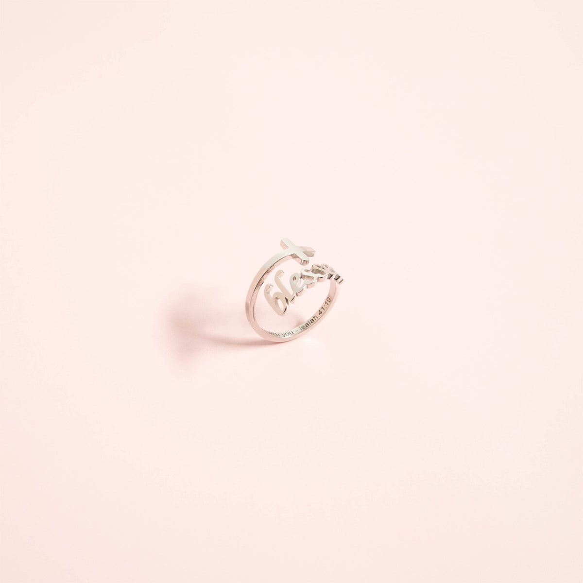 18K Gold PVD Stainless Steel Adjustable "Blessed" Ring / KSS0007