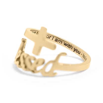 18K Gold PVD Stainless Steel Adjustable "Blessed" Ring / KSS0007