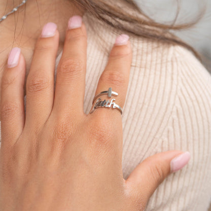 18K Gold PVD Stainless Steel Adjustable "Faith" Ring / KSS0008