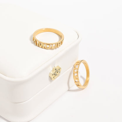 18K Gold PVD Stainless Steel Amour Stacking Ring / KSS0009