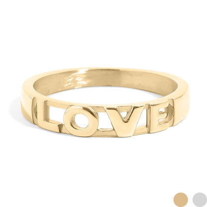 18K Gold PVD Stainless Steel Love Stacking Ring / KSS0010