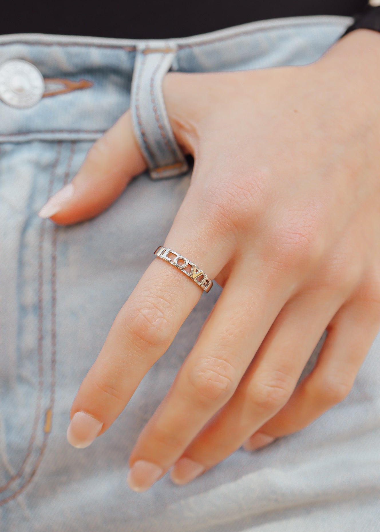 18K Gold PVD Stainless Steel Love Stacking Ring / KSS0010