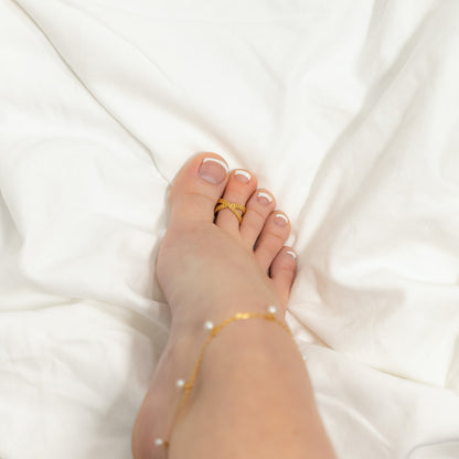 18K Gold PVD Stainless Steel Cross Over Toe Ring / KSS0013