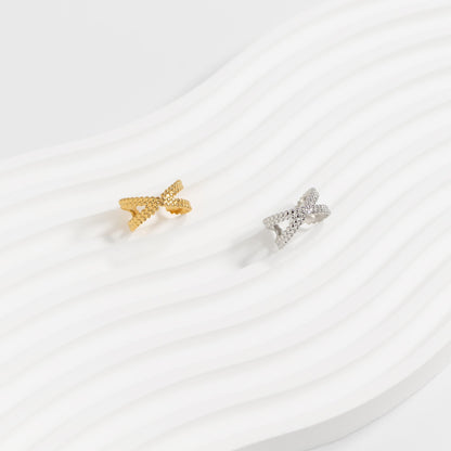 18K Gold PVD Stainless Steel Cross Over Toe Ring / KSS0013