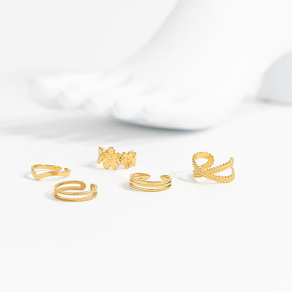 18K Gold PVD Stainless Steel Cross Over Toe Ring / KSS0013
