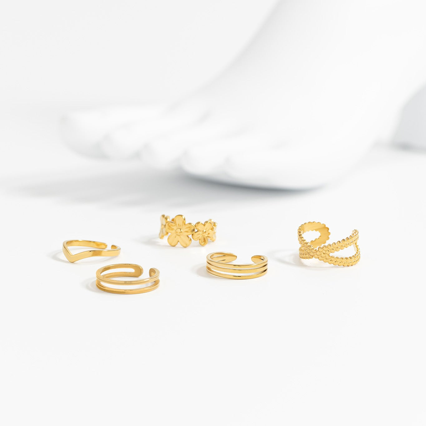 18K Gold PVD Stainless Steel Triple Toe Ring / KSS0018
