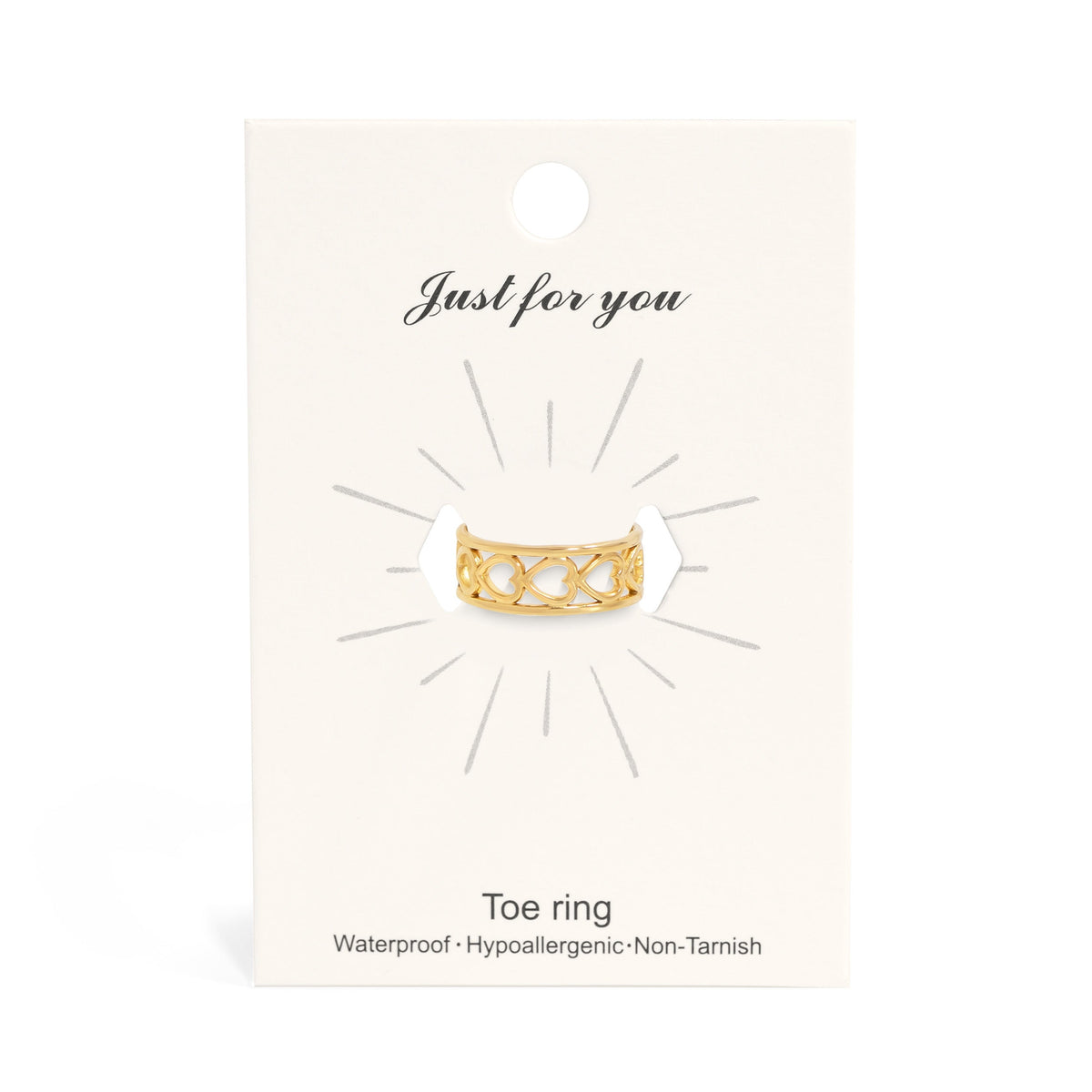 18K Gold PVD Stainless Steel Horizontal Heart Toe Ring / KSS0014