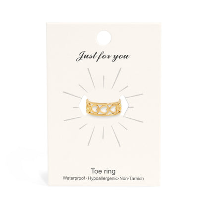 18K Gold PVD Stainless Steel Horizontal Heart Toe Ring / KSS0014