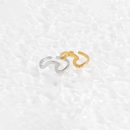 18K Gold PVD Stainless Steel Wave Toe Ring / KSS0017