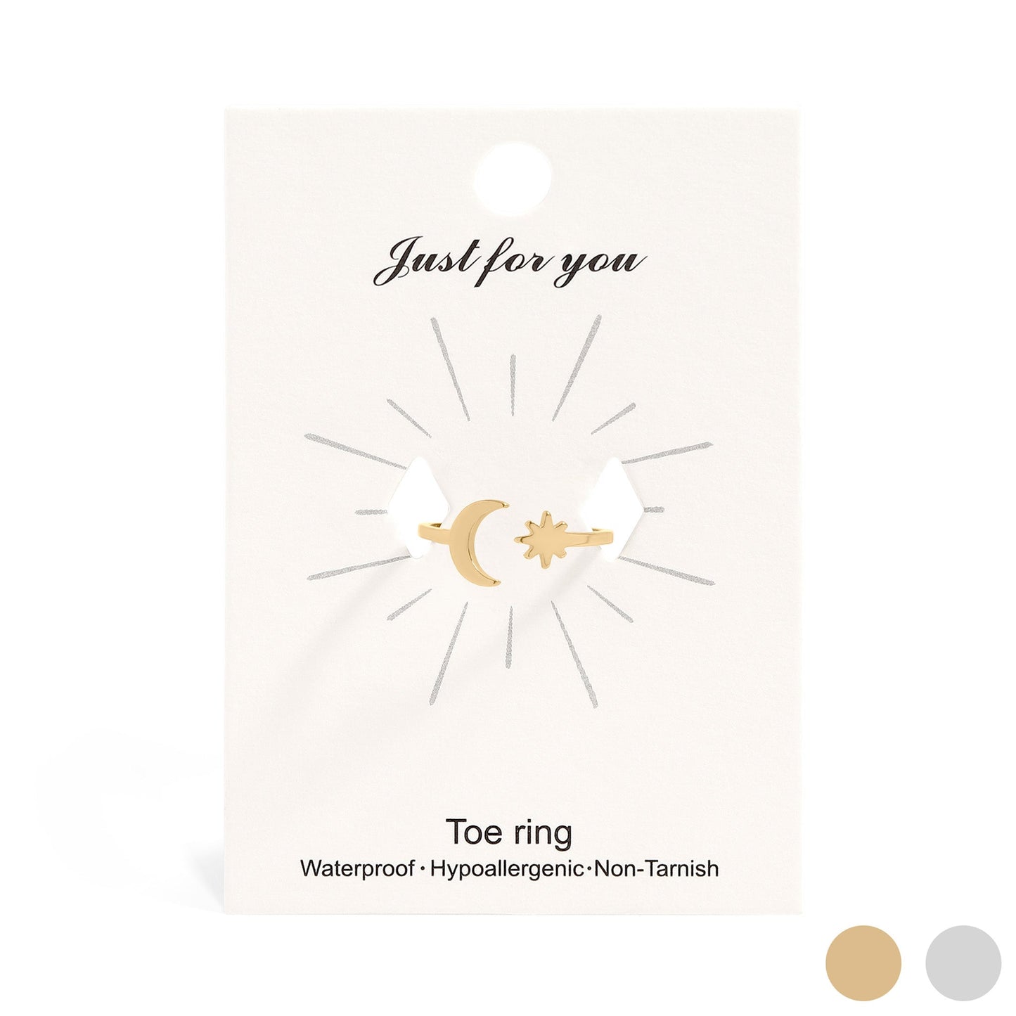 18K Gold PVD Stainless Steel Moon And Star Toe Ring / KSS0019