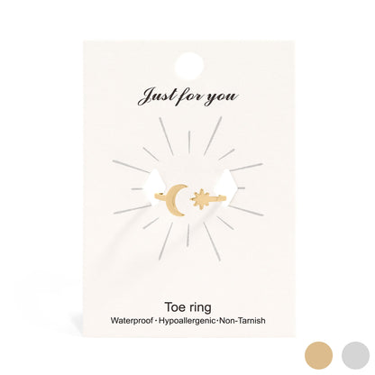 18K Gold PVD Stainless Steel Moon And Star Toe Ring / KSS0019
