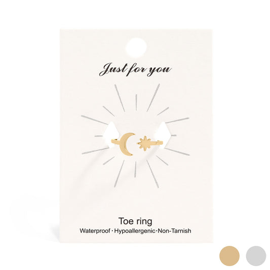 18K Gold PVD Stainless Steel Moon And Star Toe Ring / KSS0019