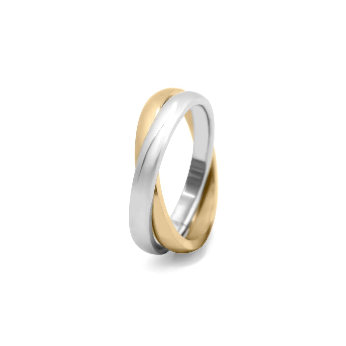 18K Gold PVD Stainless Steel Mixed Metal Intertwined Ring / KSS0023