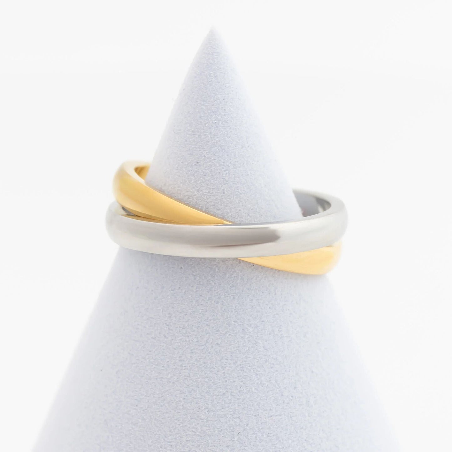 18K Gold PVD Stainless Steel Mixed Metal Intertwined Ring / KSS0023