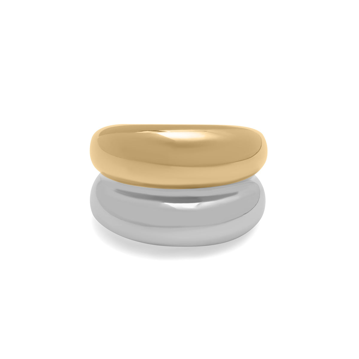 18K Gold PVD Stainless Steel Mixed Metal Side By Side Ring / KSS0024