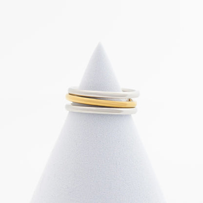 18K Gold PVD Stainless Steel Mixed Metal Triple Intertwined Ring / KSS0025