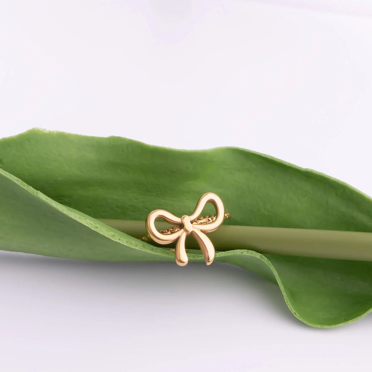18K Gold PVD Stainless Steel Adjustable Bow Ring / KSS0026