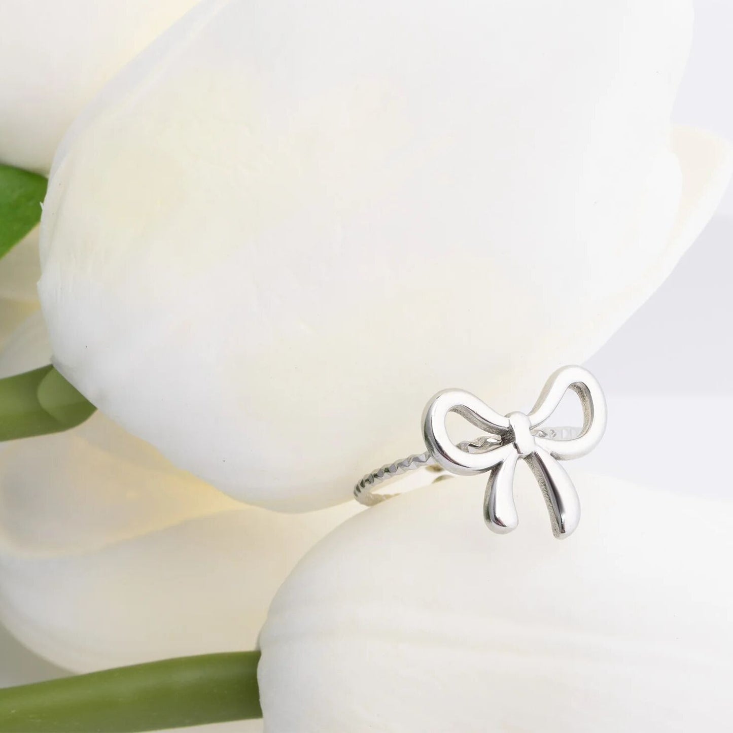 18K Gold PVD Stainless Steel Adjustable Bow Ring / KSS0026