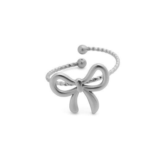 18K Gold PVD Stainless Steel Adjustable Bow Ring / KSS0026