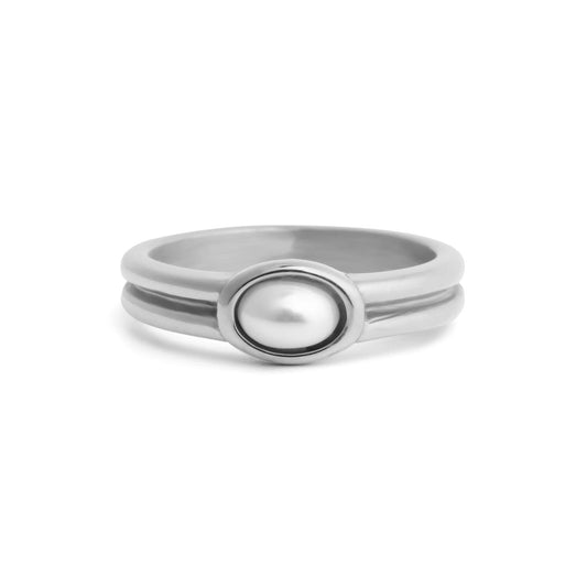 18K Gold PVD Stainless Steel Pearl Statement Ring / KSS0031