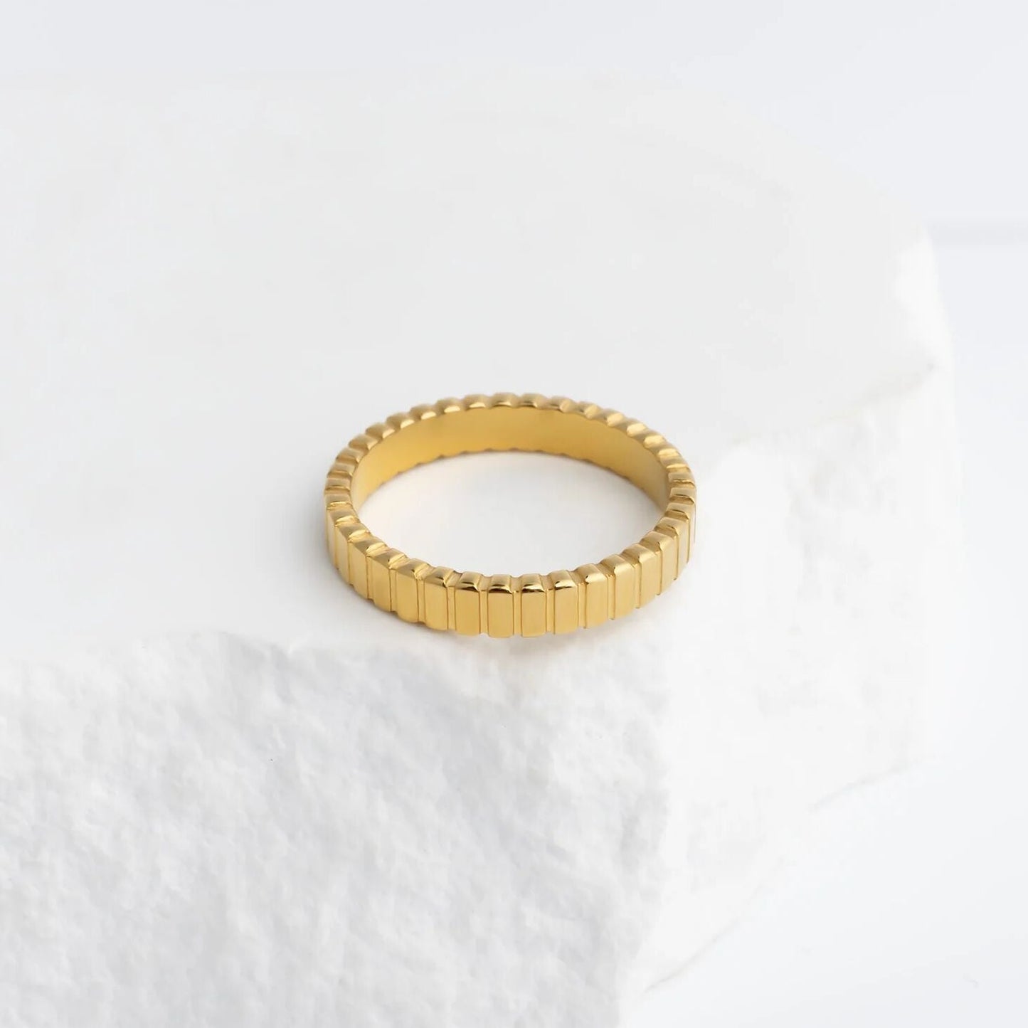 18K Gold PVD Stainless Steel Fluted Stacking Ring / KSS0032