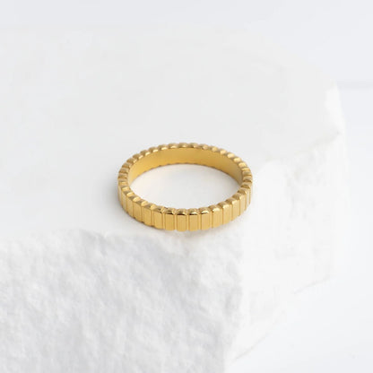 18K Gold PVD Stainless Steel Fluted Stacking Ring / KSS0032