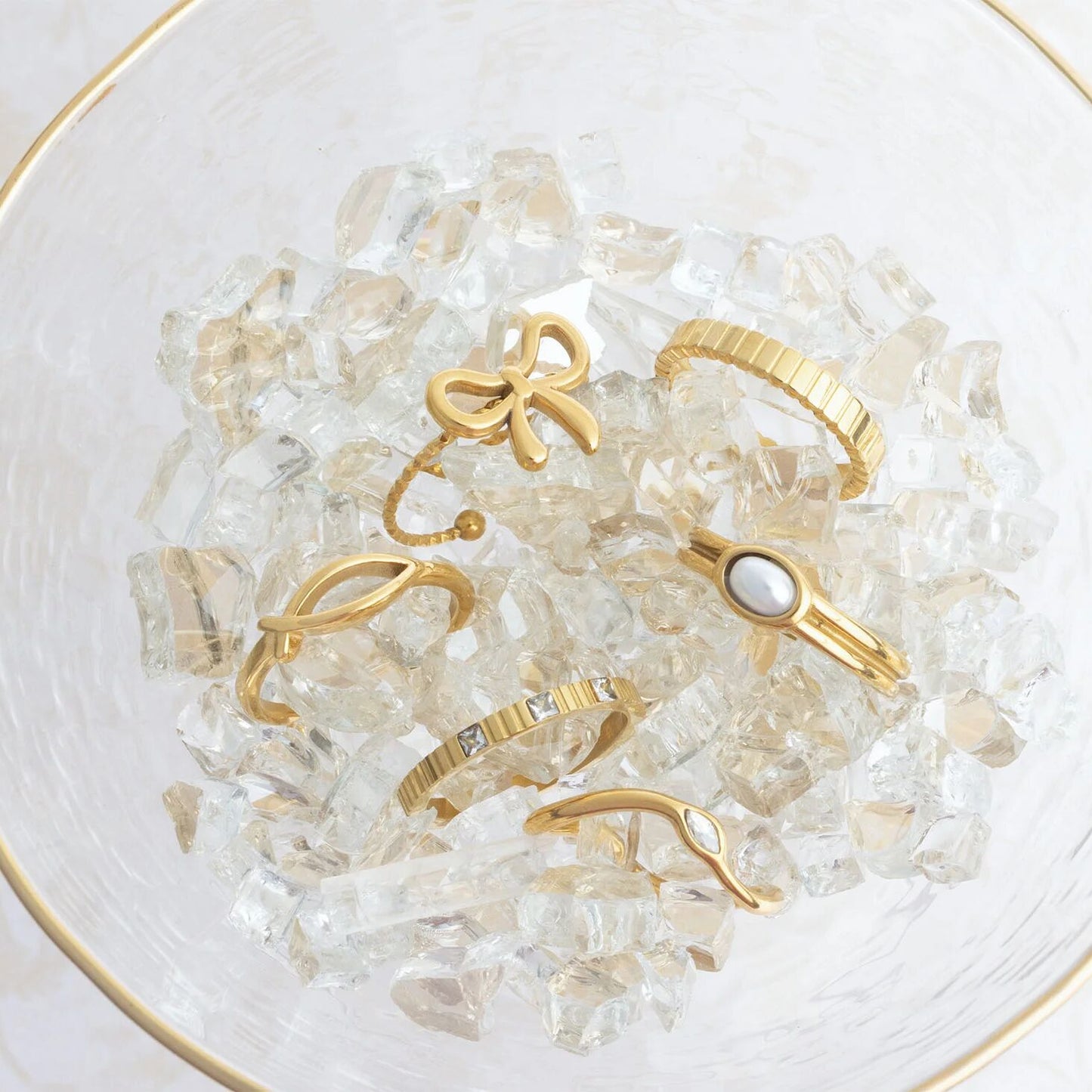 18K Gold PVD Stainless Steel Fluted Stacking Ring / KSS0032