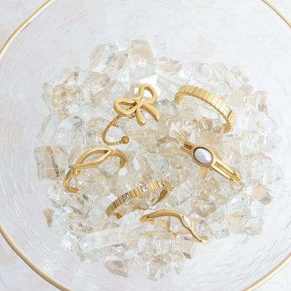 18K Gold PVD Stainless Steel Fluted Stacking Ring / KSS0032