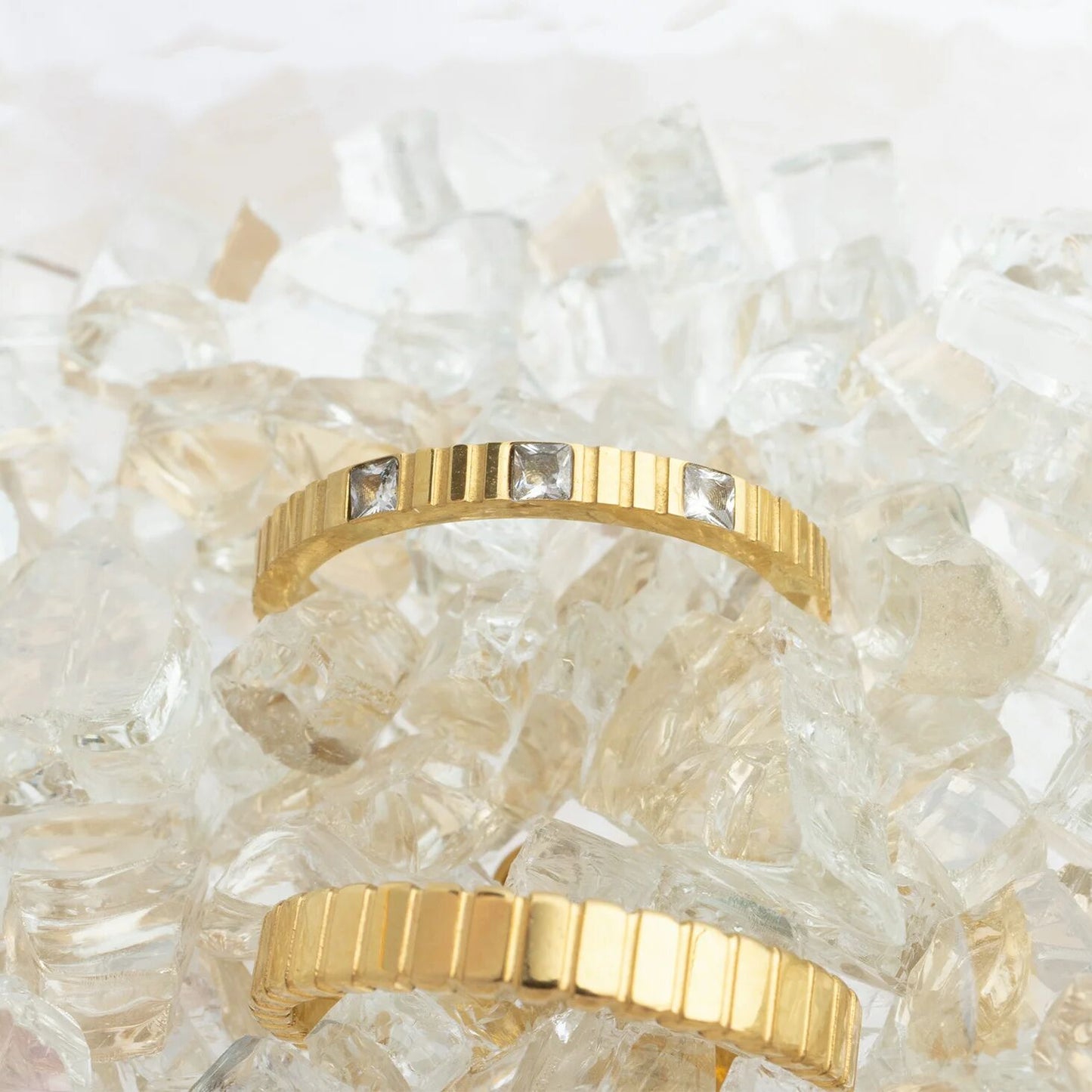 18K Gold PVD Stainless Steel Fluted Stacking Ring / KSS0032