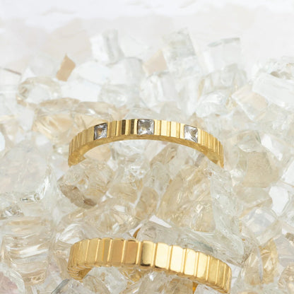 18K Gold PVD Stainless Steel Fluted Stacking Ring / KSS0032