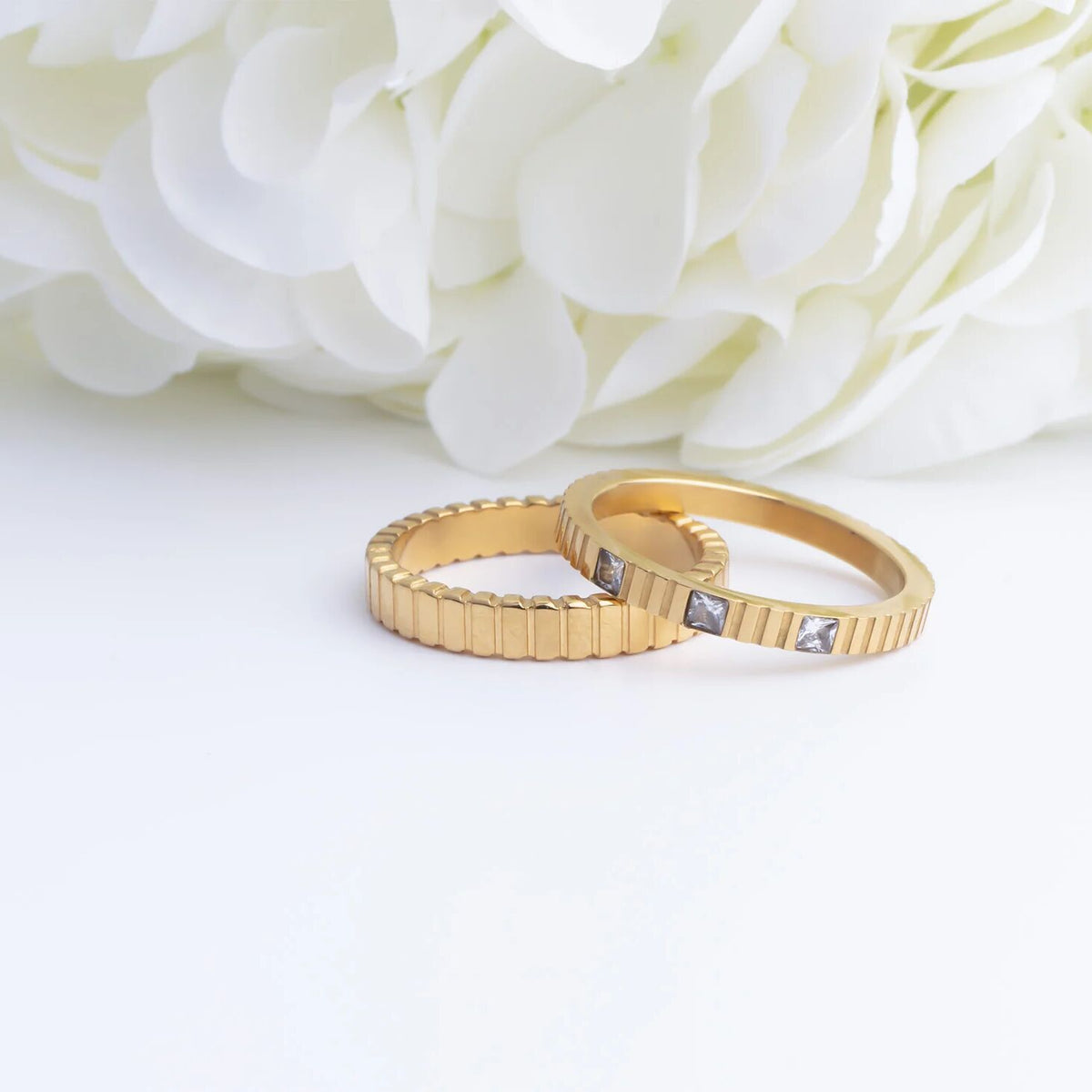 18K Gold PVD Stainless Steel Fluted Stacking Ring / KSS0032