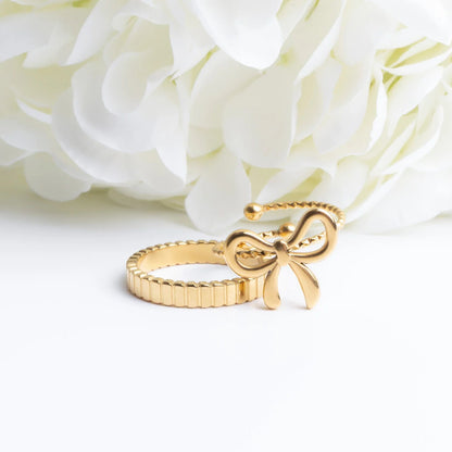 18K Gold PVD Stainless Steel Fluted Stacking Ring / KSS0032