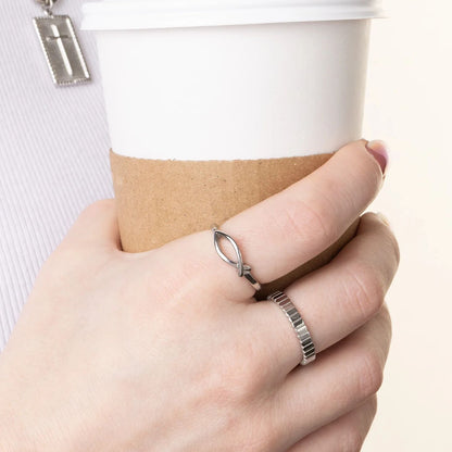 18K Gold PVD Stainless Steel Fluted Stacking Ring / KSS0032