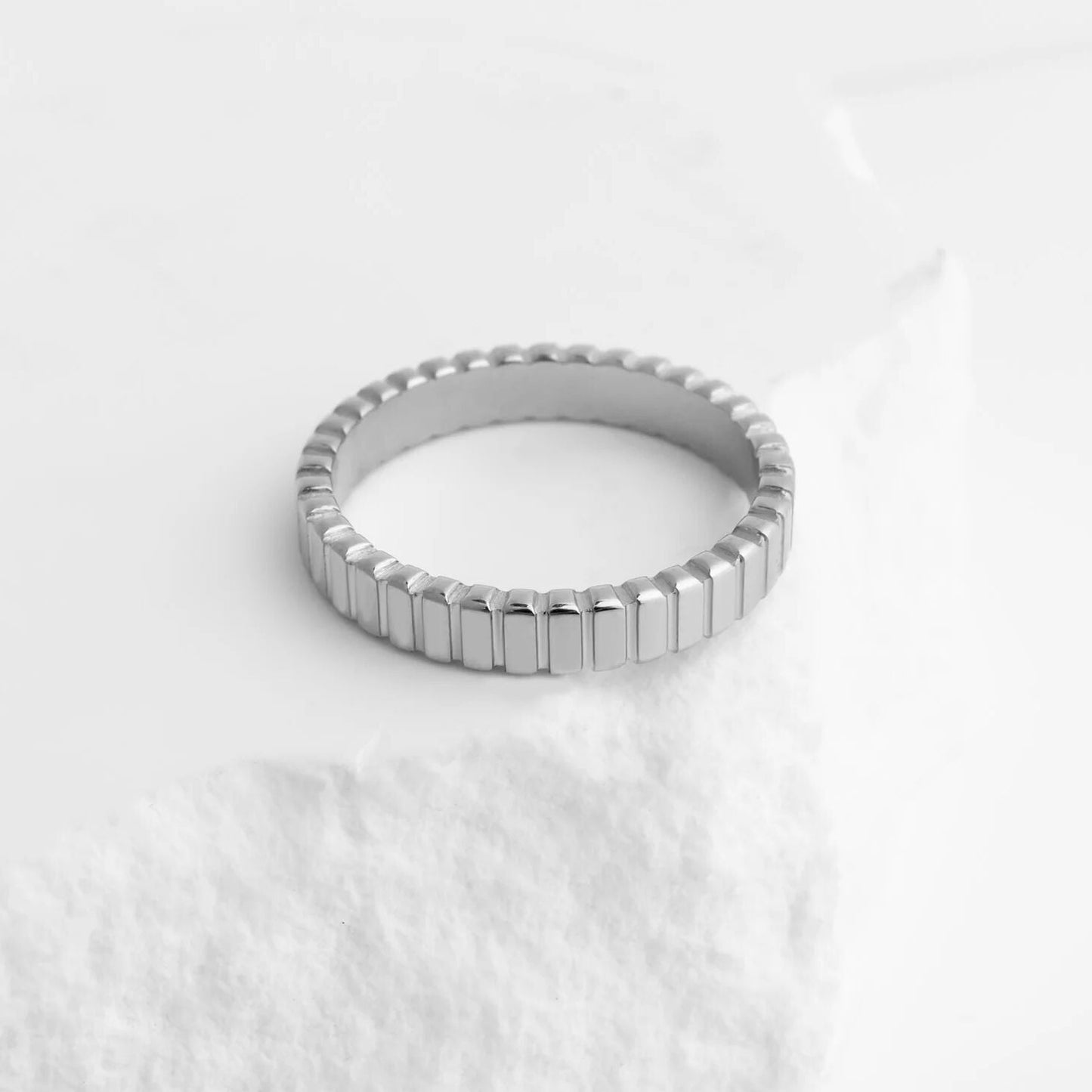 18K Gold PVD Stainless Steel Fluted Stacking Ring / KSS0032