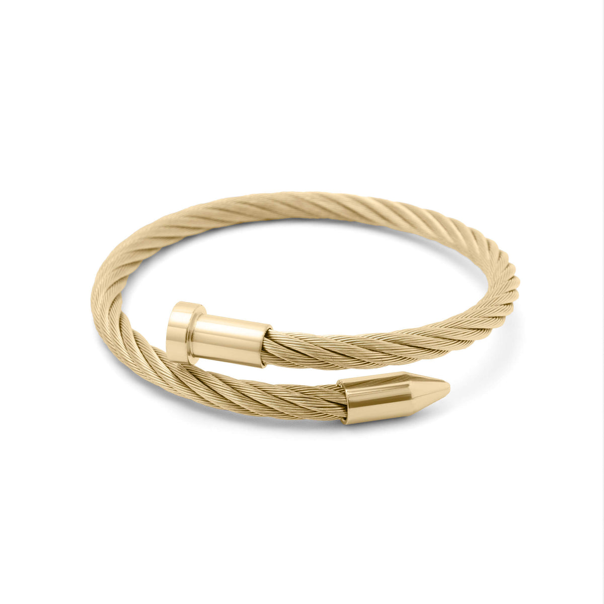 18K Gold PVD Stainless Steel Mens Metal Nail Bracelet / MJD0007