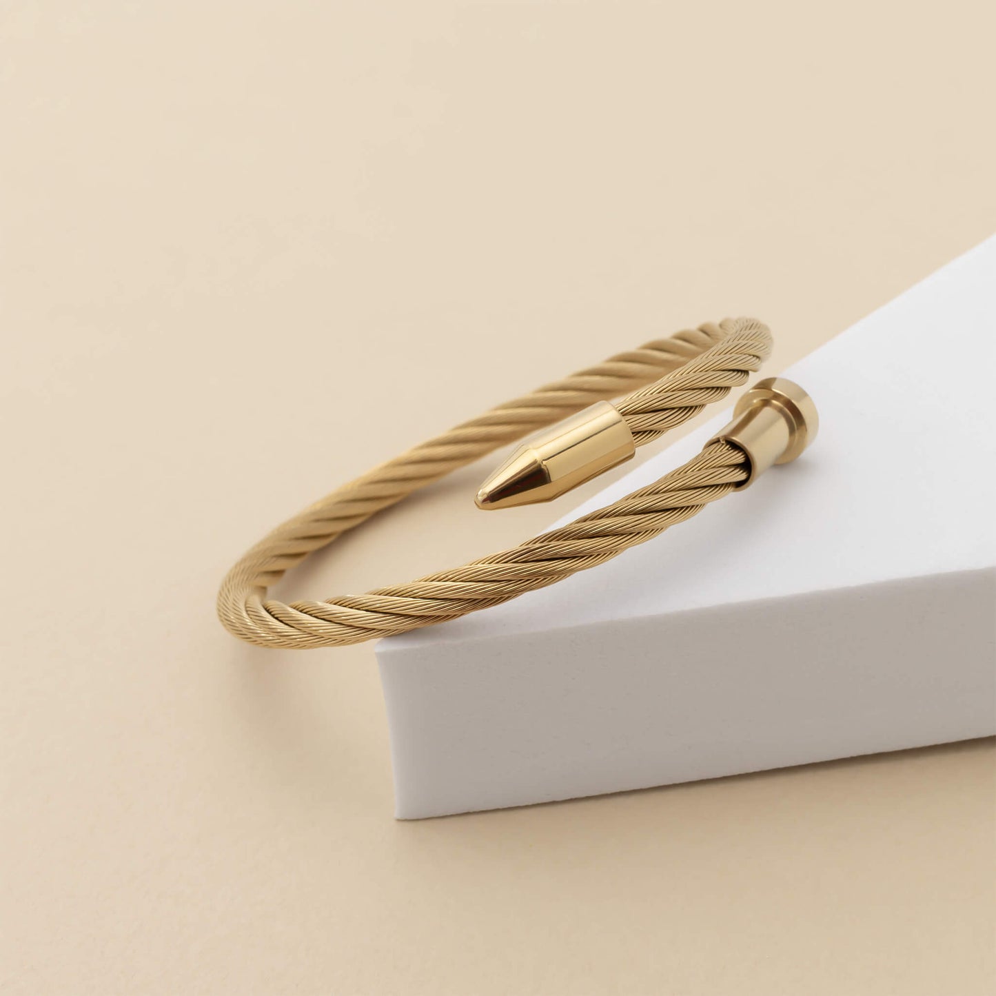 18K Gold PVD Stainless Steel Mens Metal Nail Bracelet / MJD0007