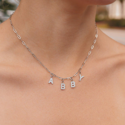 Stainless Steel Pave Set CZ Initial Letter Charms / PDC9020