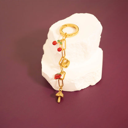 18K Gold PVD Stainless Steel Epoxy Strawberry Charm / PDL0280