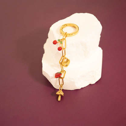 18K Gold PVD Stainless Steel Epoxy Cherry Charm / PDL0279